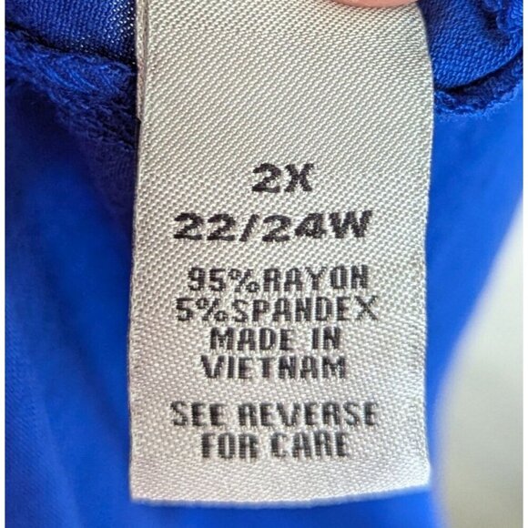 Catherines Tunic Top Plus 2X Scoop Neck Stretch Blue Lagenlook Leisure Office - Picture 9 of 15